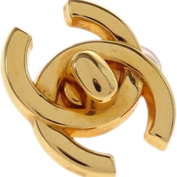 Chanel CC Turnlock Earrings Clip-On Gold Small - Picture 4 of 5